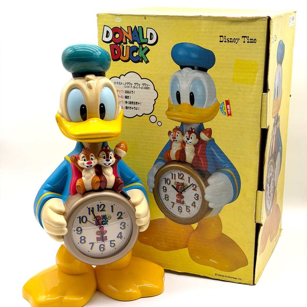 Vintage Disney Donald Duck Chip Dale Talking Alarm Clock Japan Boxed Seiko Rare